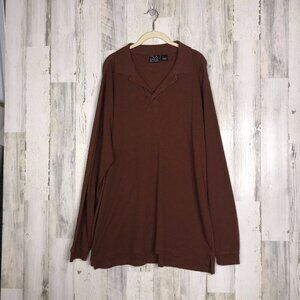 Jos. A. Bank Mens Long Sleeve Henley Polo Shirt L